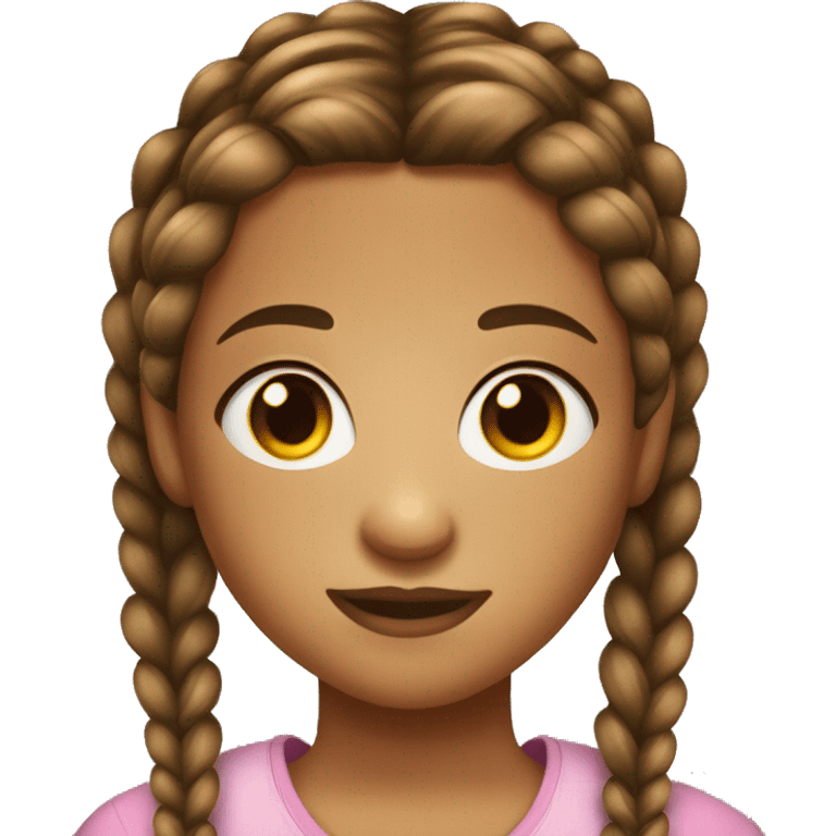 Girl with two light brown dutch braids hazel eyes  and freCkles emoji