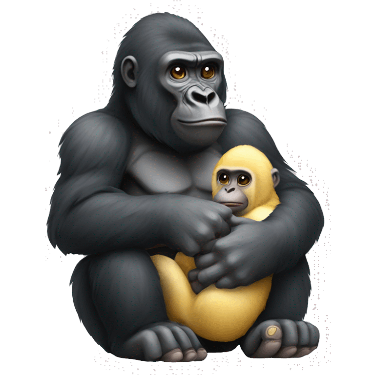 A gorilla holding a chick emoji