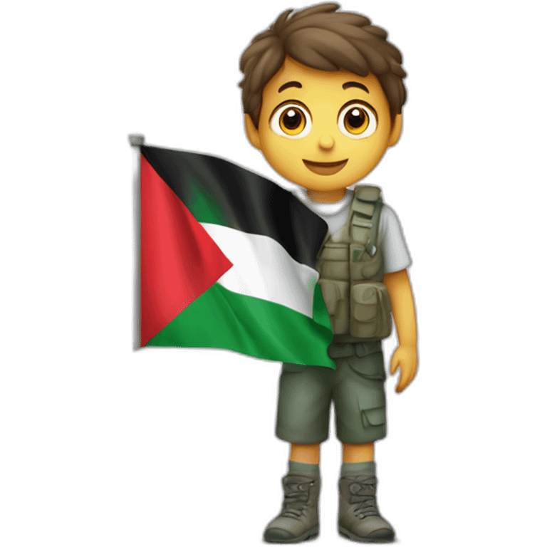 Un enfant qui tient un drapeau de la Palestine  emoji