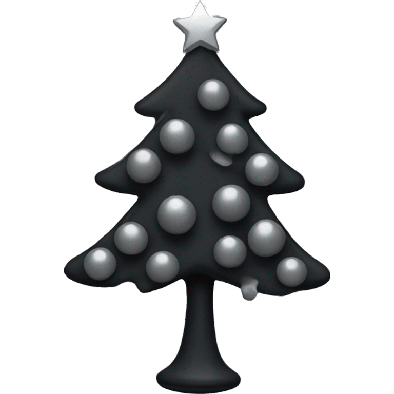 Black Christmas tree with grey lights and grey ornaments  emoji