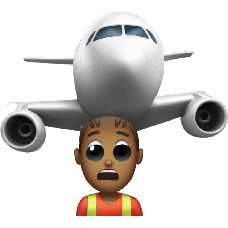 panic in front of a plane emoji