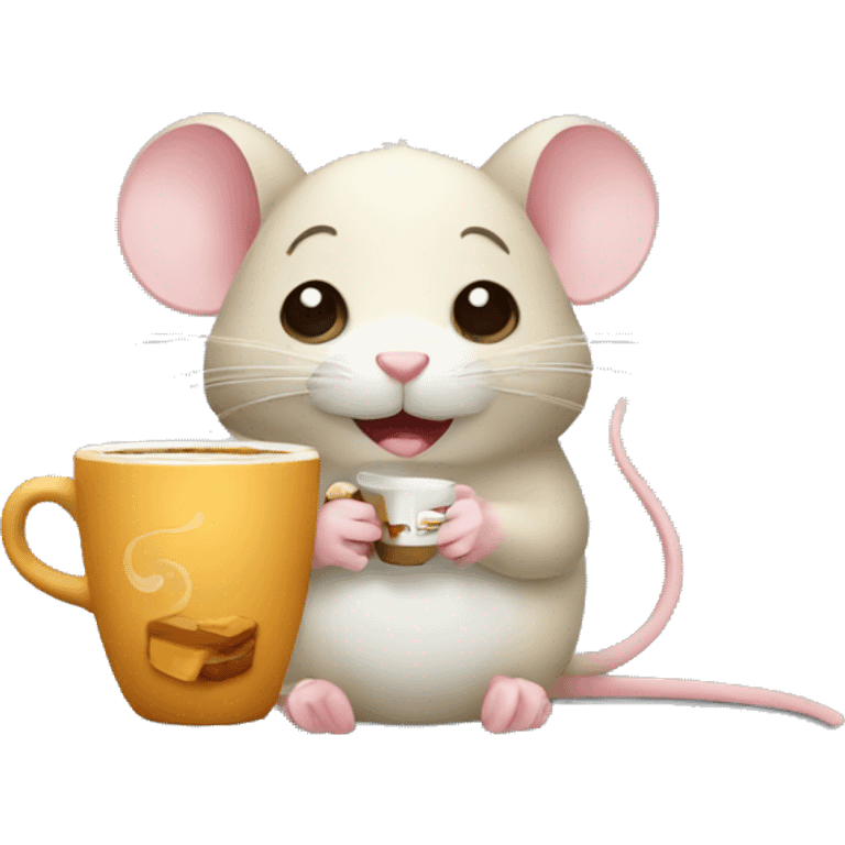 Mouse with coffee emoji