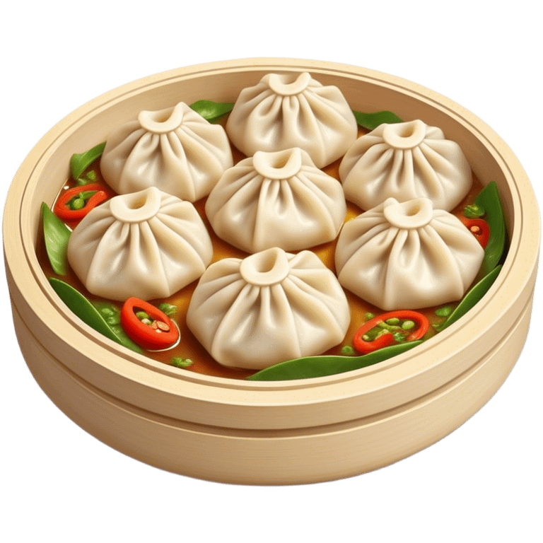 Cinematic Realistic Jiaozi Dish Emoji, depicted as delicate, handcrafted dumplings filled with savory meat and vegetables, rendered with detailed textures and warm, inviting lighting. emoji