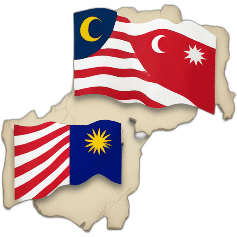 maps of Indonesia and Malaysia together with respective flags emoji