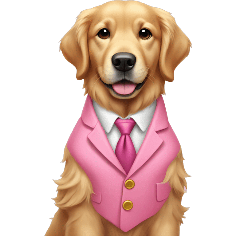 Golden retriever in pink suit  emoji