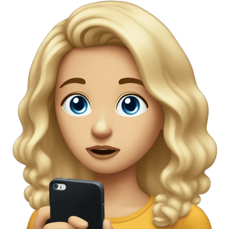 Girl with blue eyes emoji using cell phone confused because her boyfriend keep talking to other people   emoji