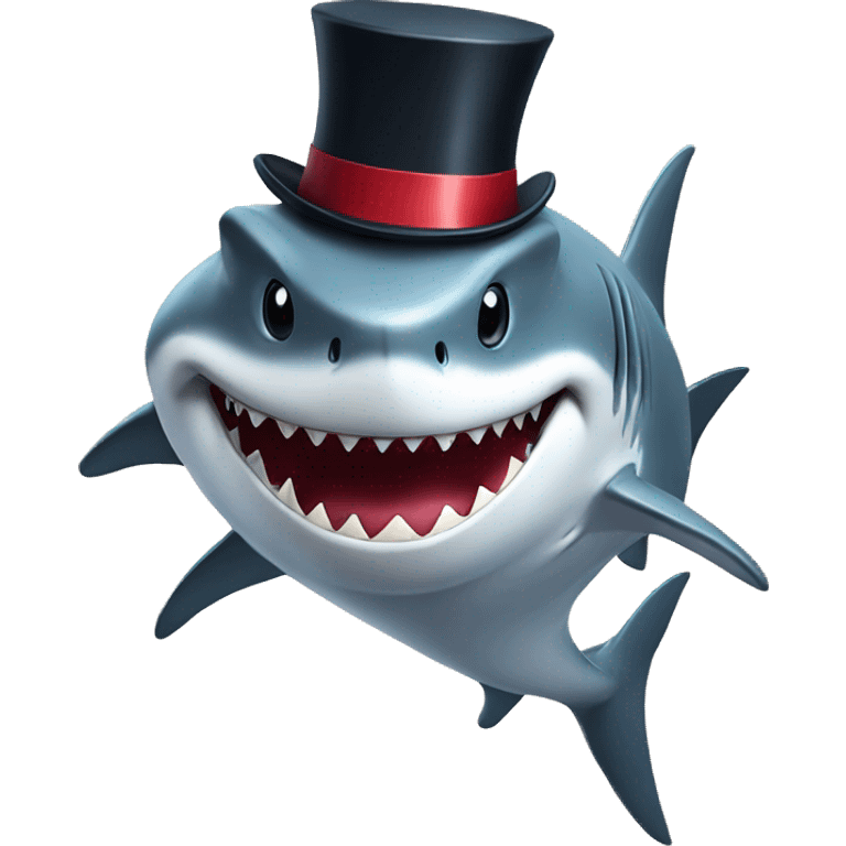 Shark with a top hat emoji