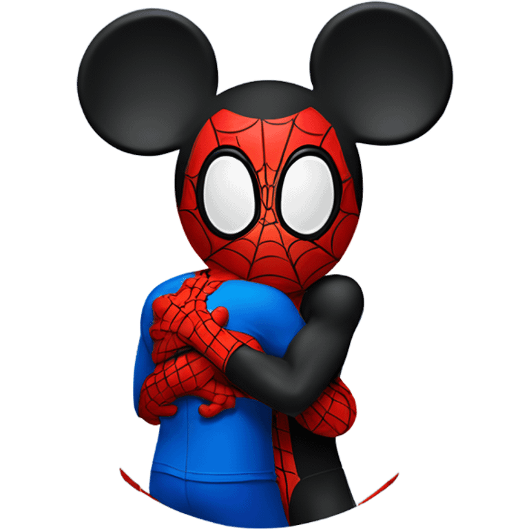  Spider-man hugging with mickey mouse emoji