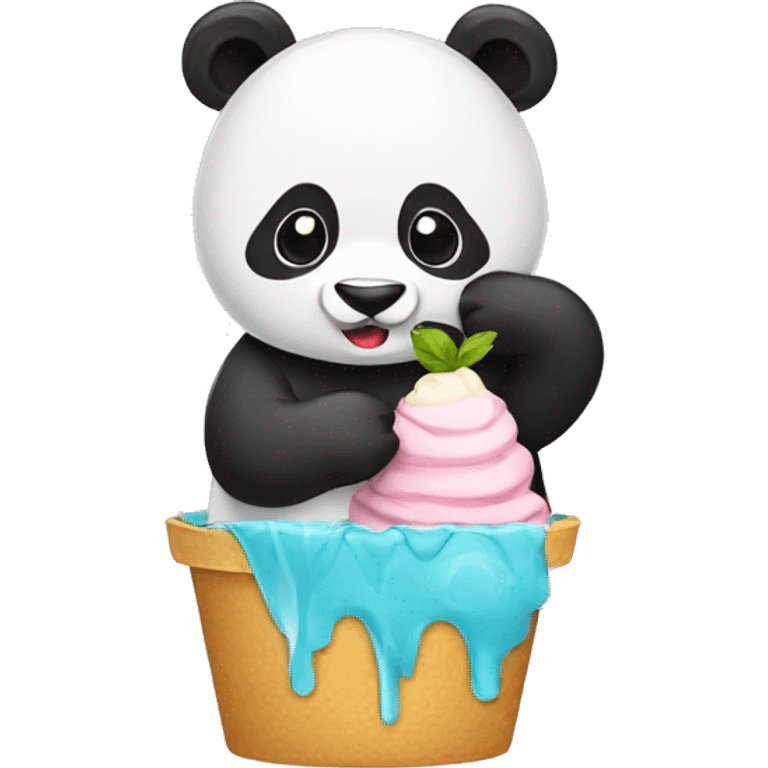 Panda eating ice cream emoji