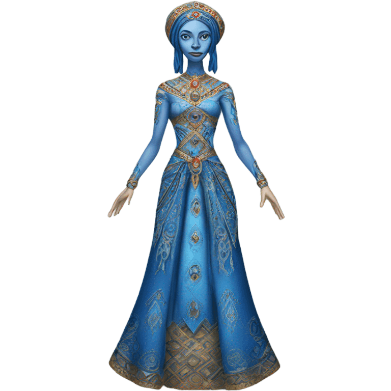 a blue alien woman full body in Romanov dress emoji