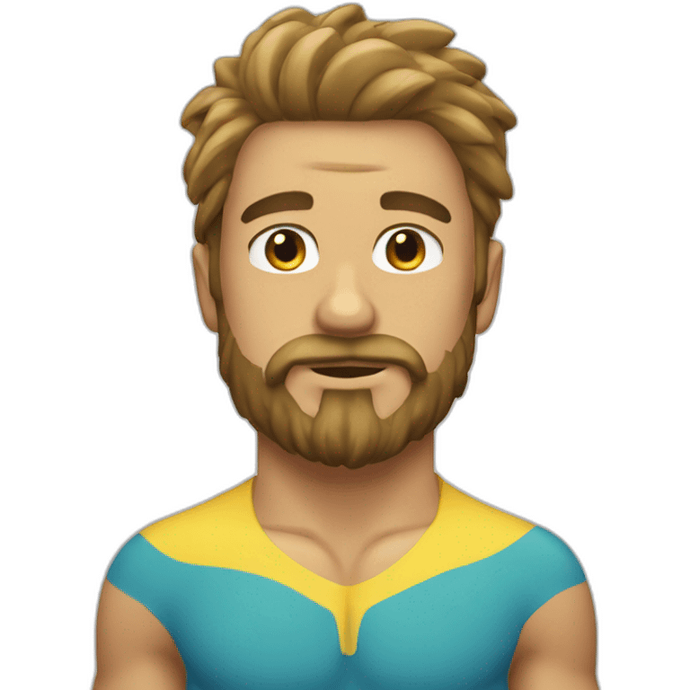 Swimming guy hair beard muscles emoji