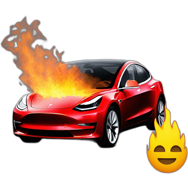 tesla model 3 fire emoji