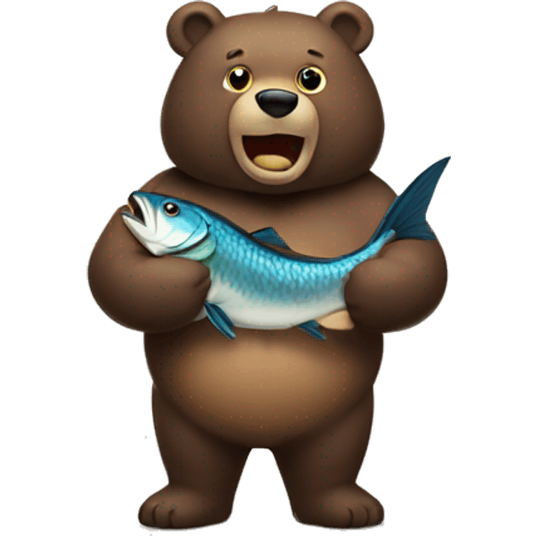 strong bear man eating a fish emoji