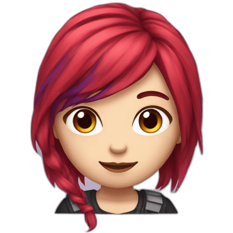 gamer girl with long red and purple hair cute emoji