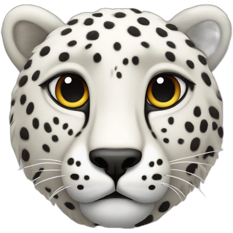 white cheetah with a black woolen mane all around the head emoji