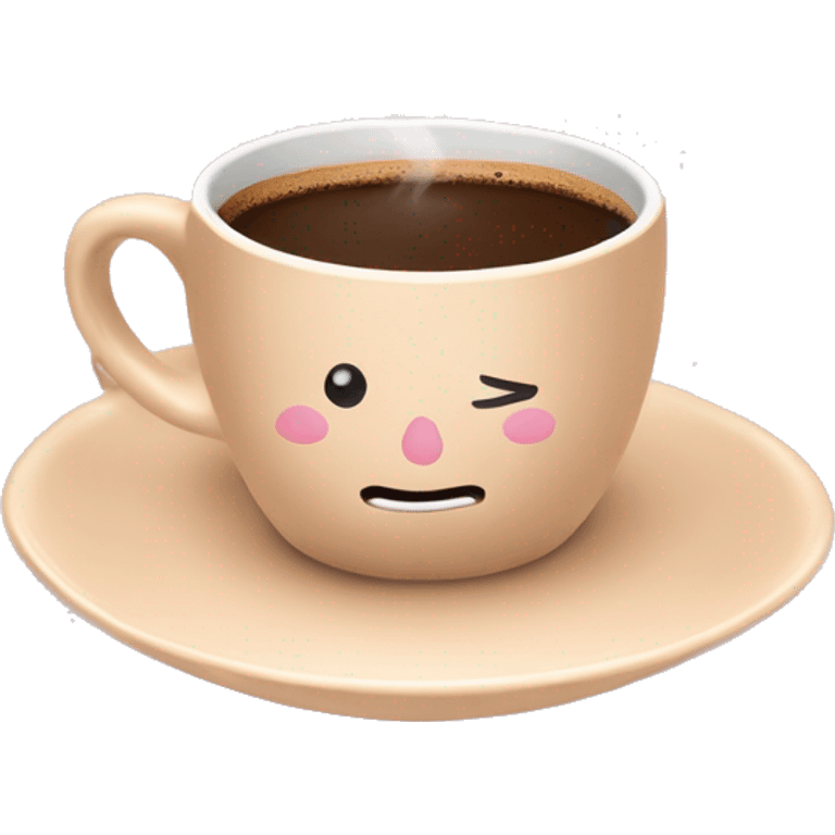 beige cup of coffee and on a saucer pinl pastel emoji