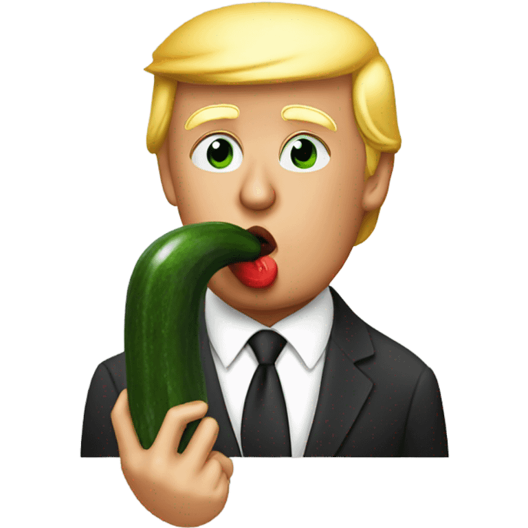 trump putting on lipstick with a cucumber  emoji