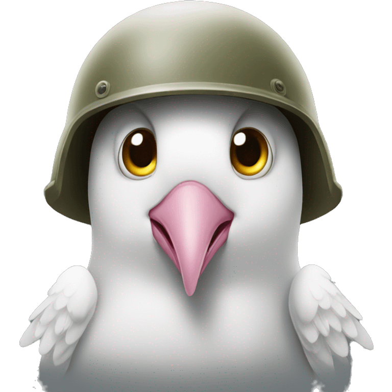 Dove crying from eye wearing army helmet  emoji