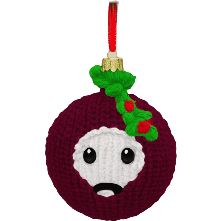 Wine red round knit Christmas ornament  emoji