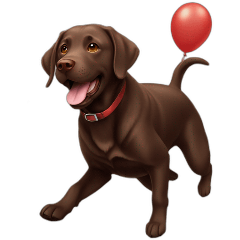 Happy-chocolate-labrador-playing-with-flying-baloon emoji