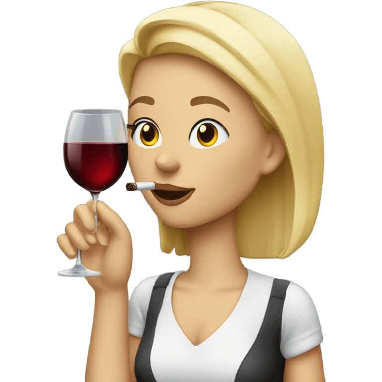 Blonde girl smoking a cigarette while holding wine  emoji