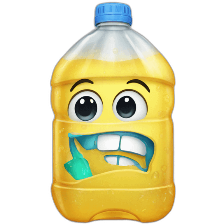 A sad trashed plastic bottle emoji