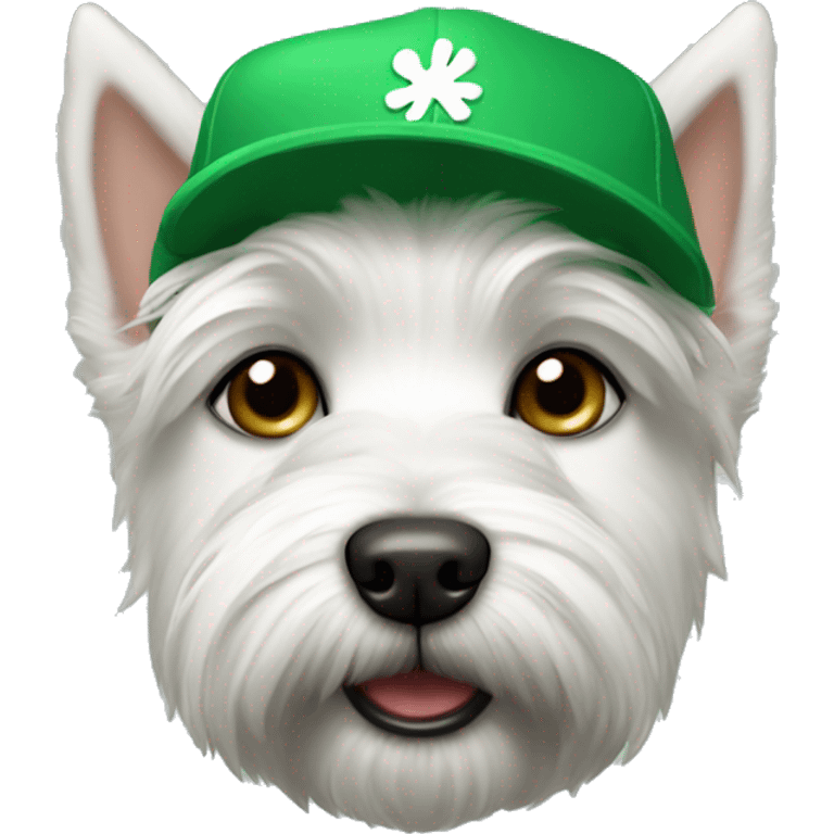 westie with a green baseball cap emoji