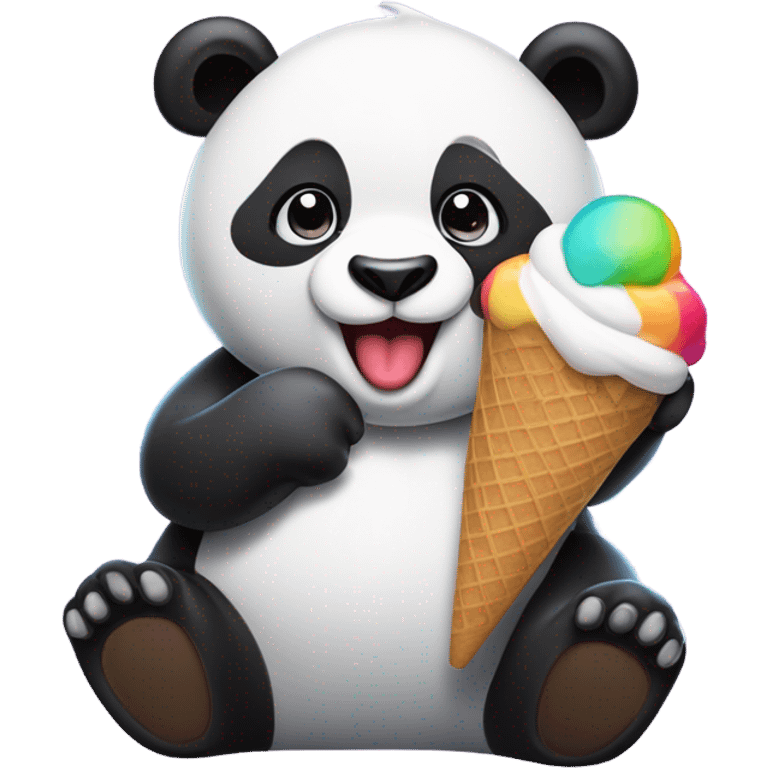 Panda eating ice cream emoji