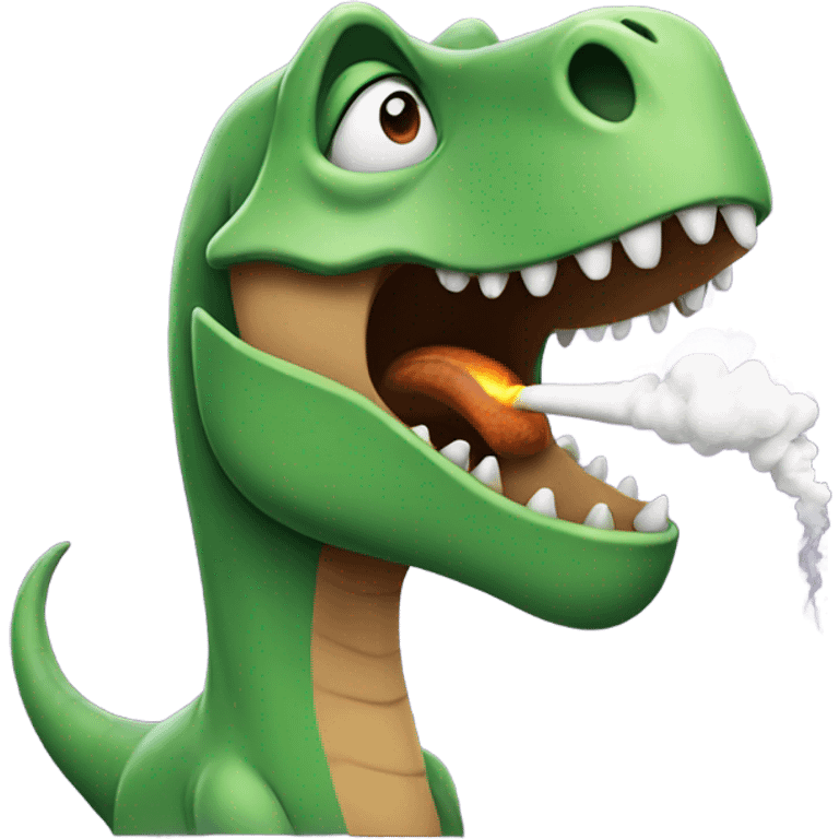 Dinosaur smoking a joint emoji