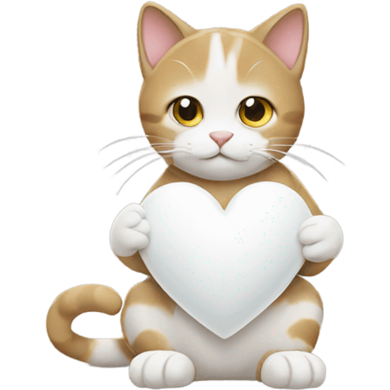 cat holding white heart emoji