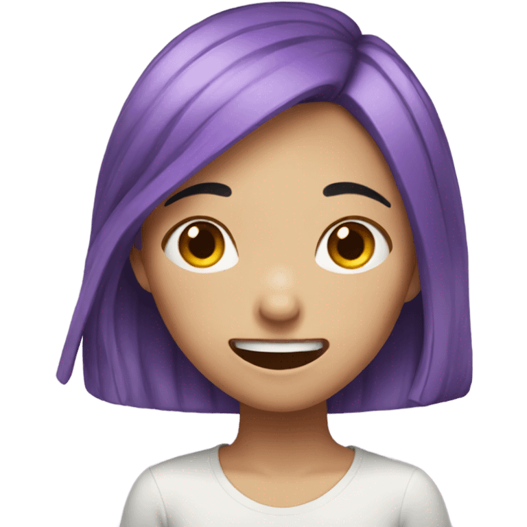 Chinese girl with purple hair cringing emoji