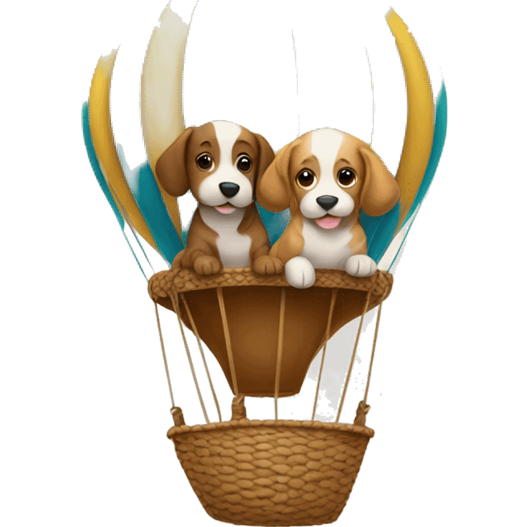 Puppies riding in a hot air balloon. emoji