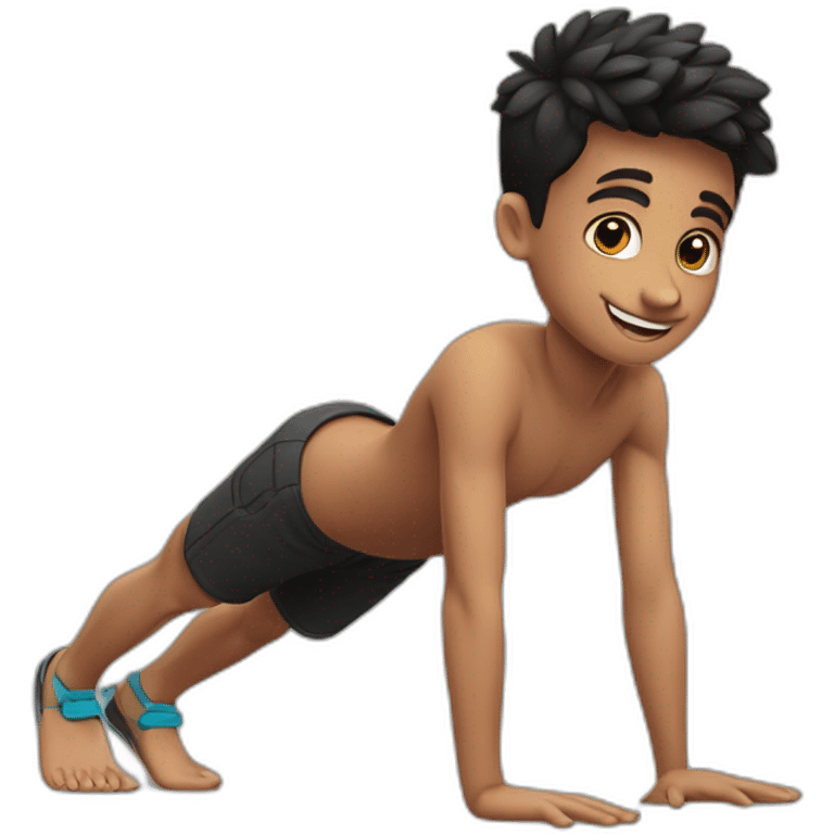 boy metis in handstand push up with black short emoji