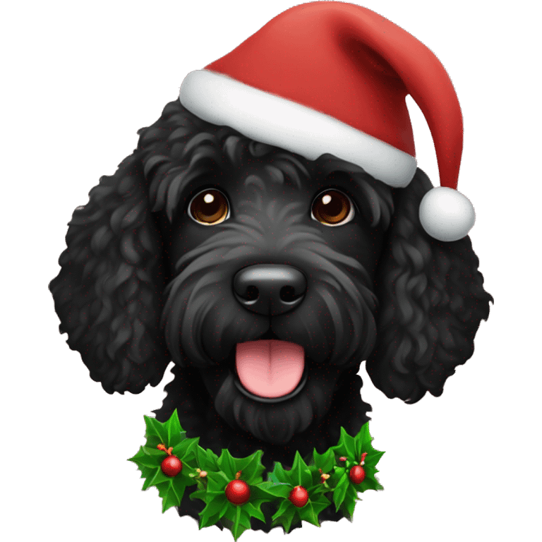 black labradoodle with christmas emoji