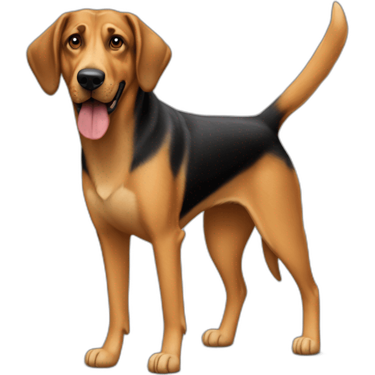 coonhound and German shepherd mix dog walking emoji