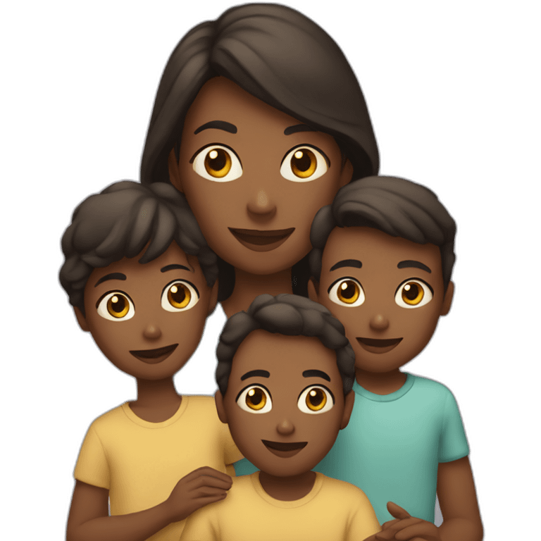 a  white mother with his three children emoji