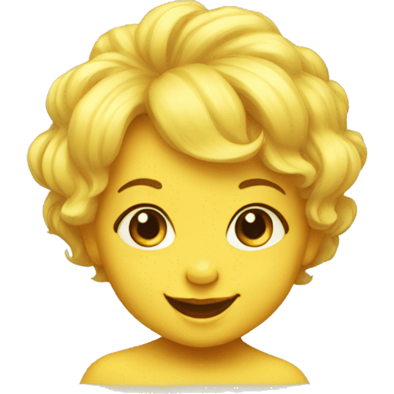 Yellow smiling baby girl with tuft of hair emoji