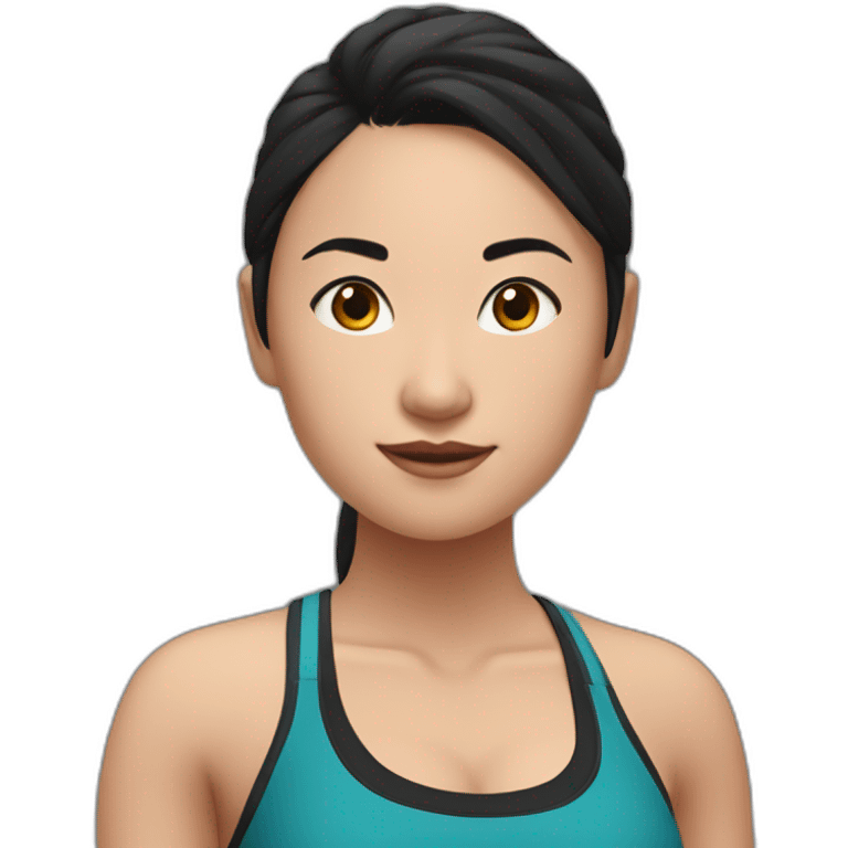 Asian girl CrossFiter in red bra and black leggings emoji