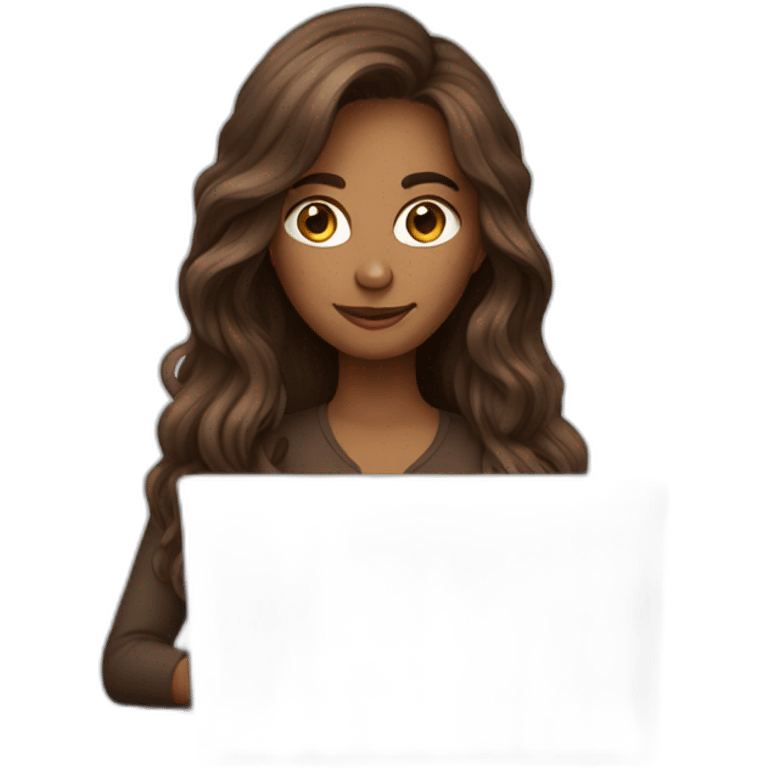 brown long hair lady in front of laptop emoji