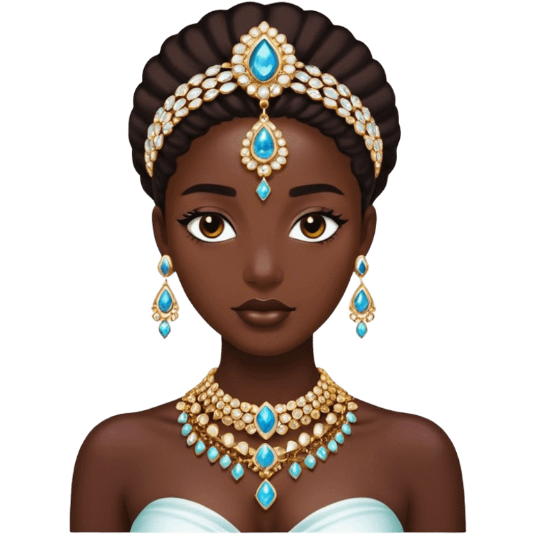 stunning dark-skinned portrait with jewelry emoji