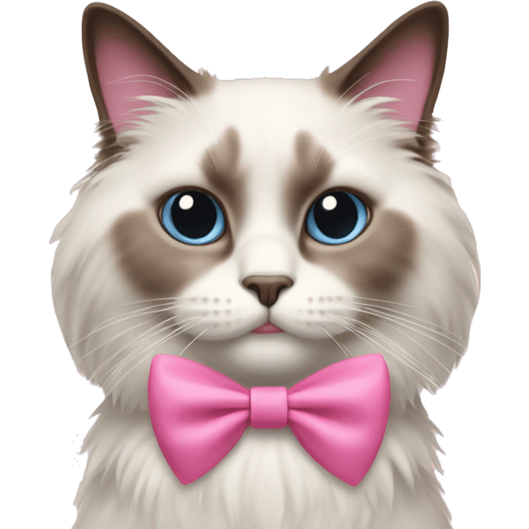 Ragdoll cat with pink bow  emoji