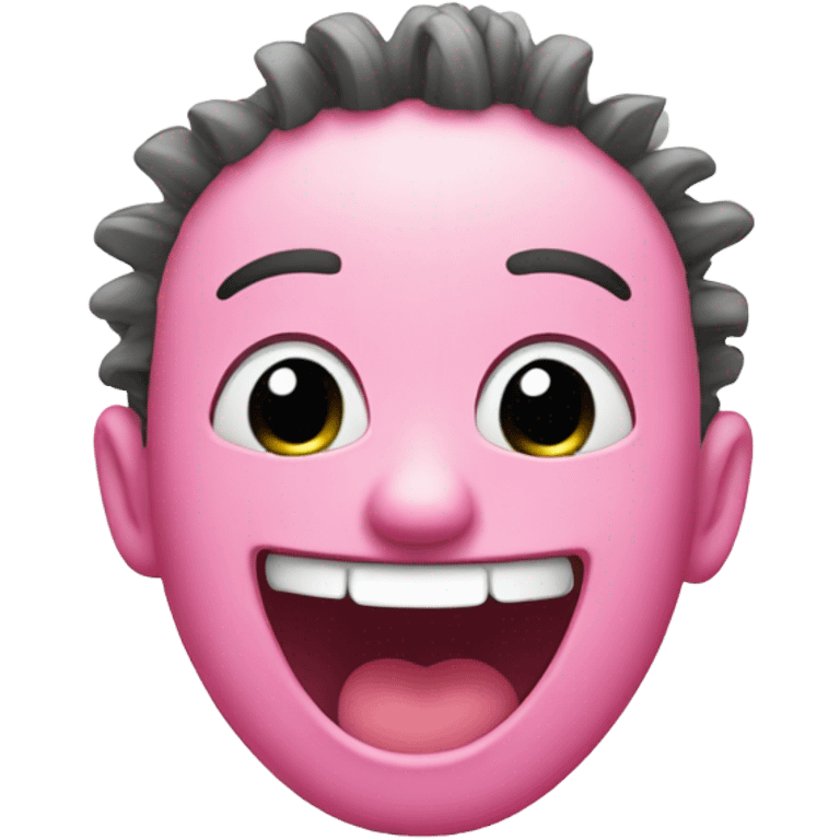 Pink laughing Emoji with long eyelashes on a sunny afternoon emoji