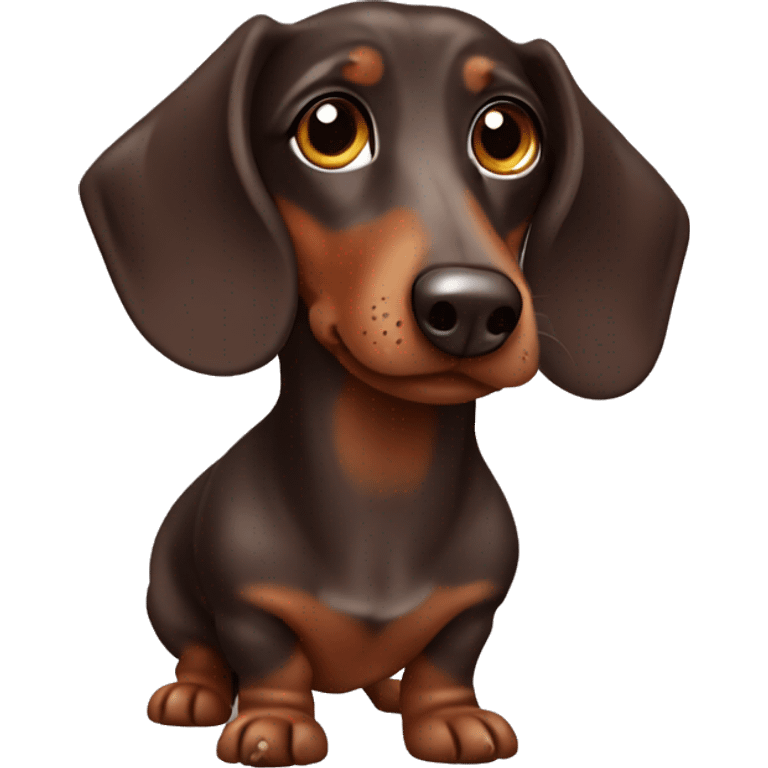 dapple chocolate dachshund with brown eyes emoji