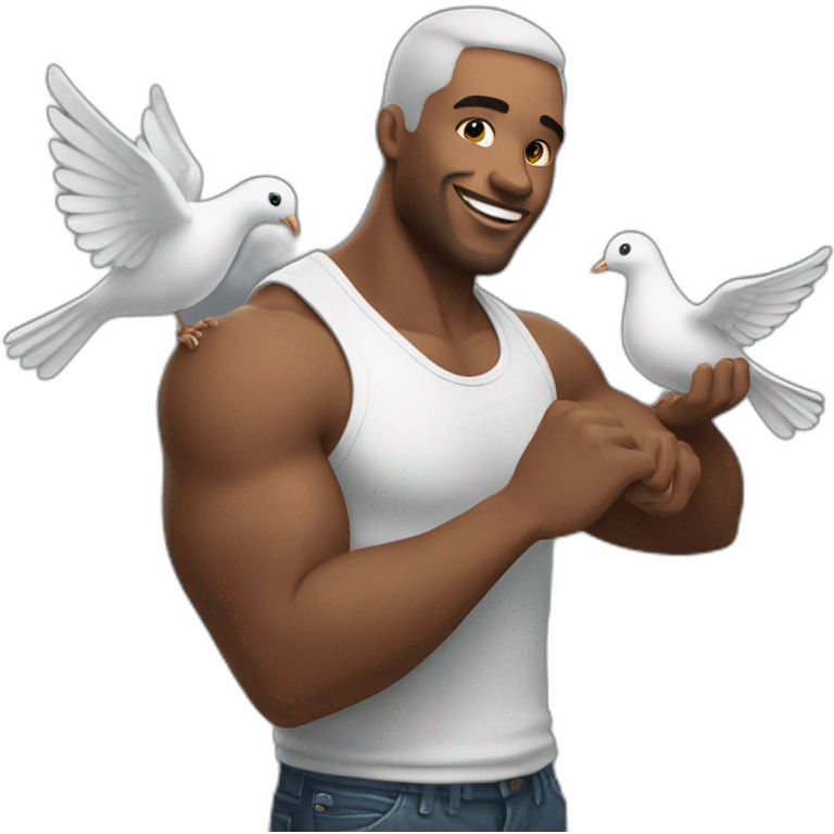 man flexing with a dove emoji