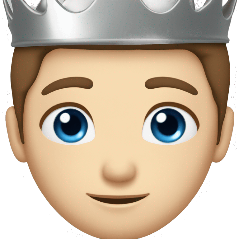 Brown hair boy with blue eyes and silver crown emoji