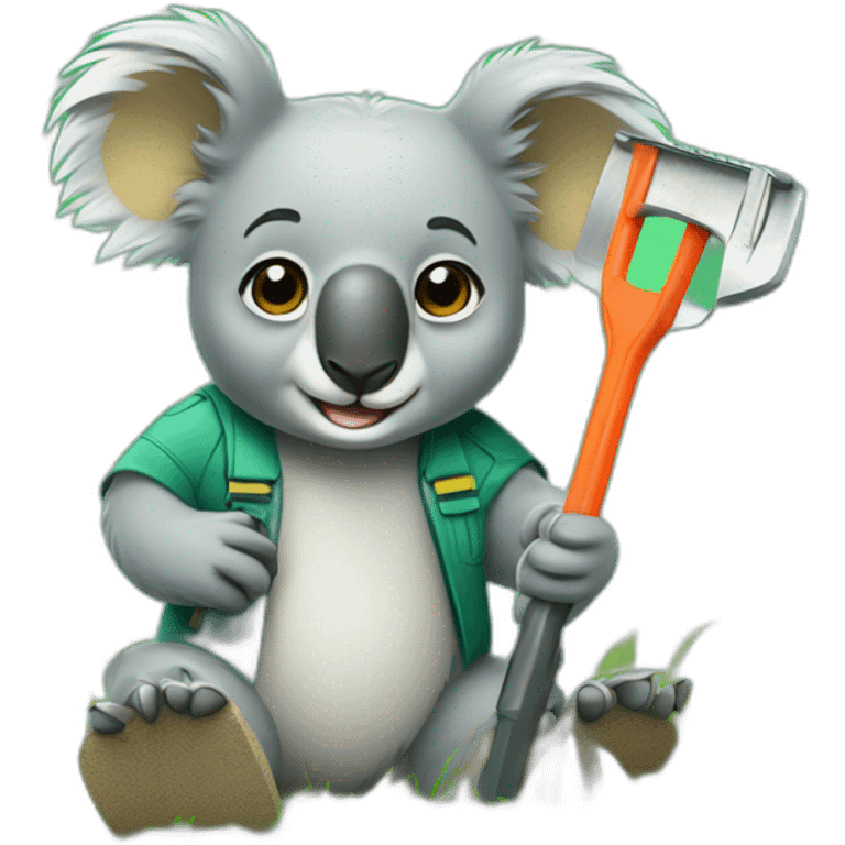 Koala mowing the lawn emoji