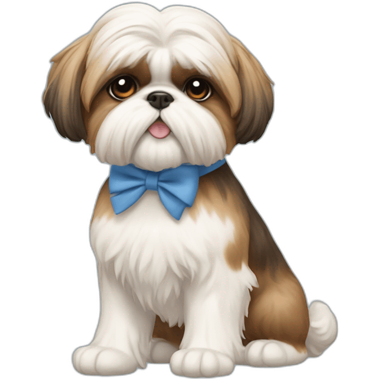 Cat Shih Tzu with a bow on his head full-body emoji