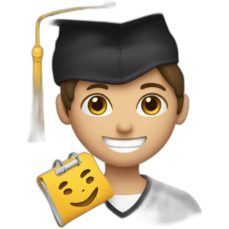 a student with a timetable in his hand and a black academic cap emoji