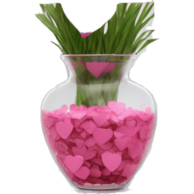 10000000 huge pink hearts on stems in a clear glass vase emoji