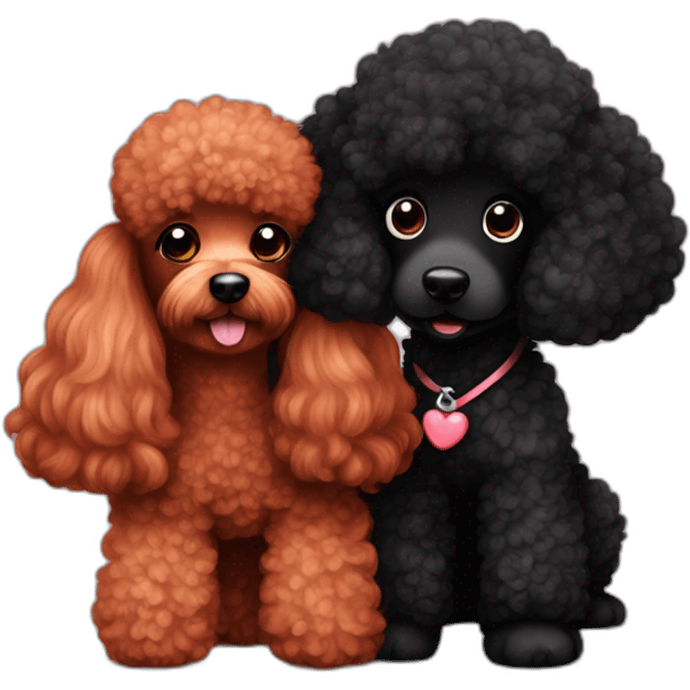 red poodle in love with black poodle  emoji